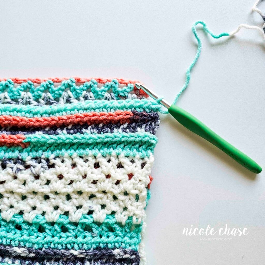 Seaming the ends of the cowl together for a finished look, part 1.