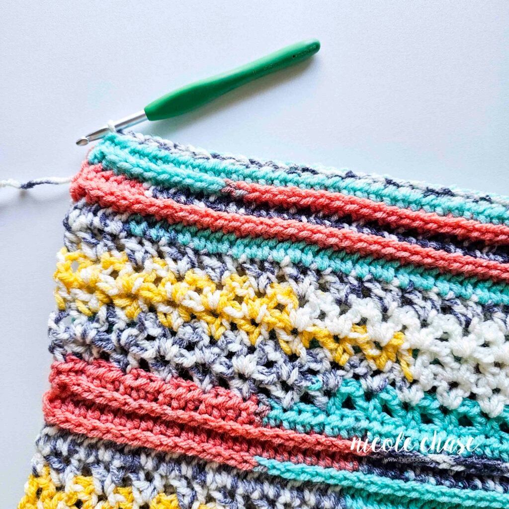 Seaming the ends of the cowl together for a finished look, part 4.