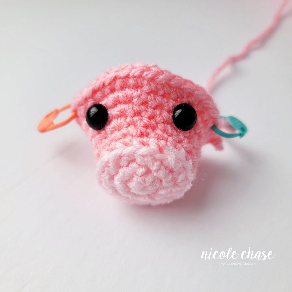 eye placement for the pig crochet pattern
