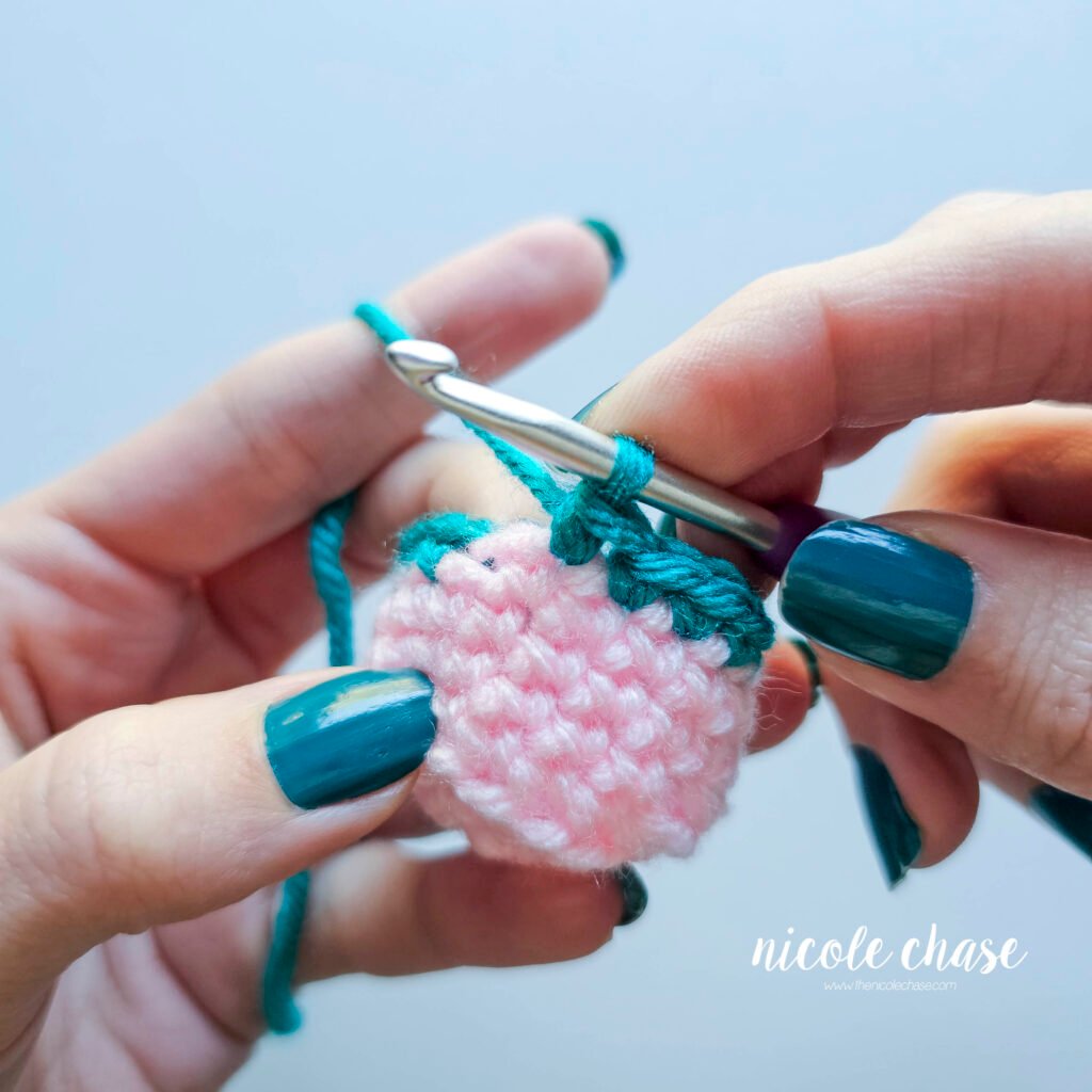 Continue single crocheting around the piece like normal, part 2.