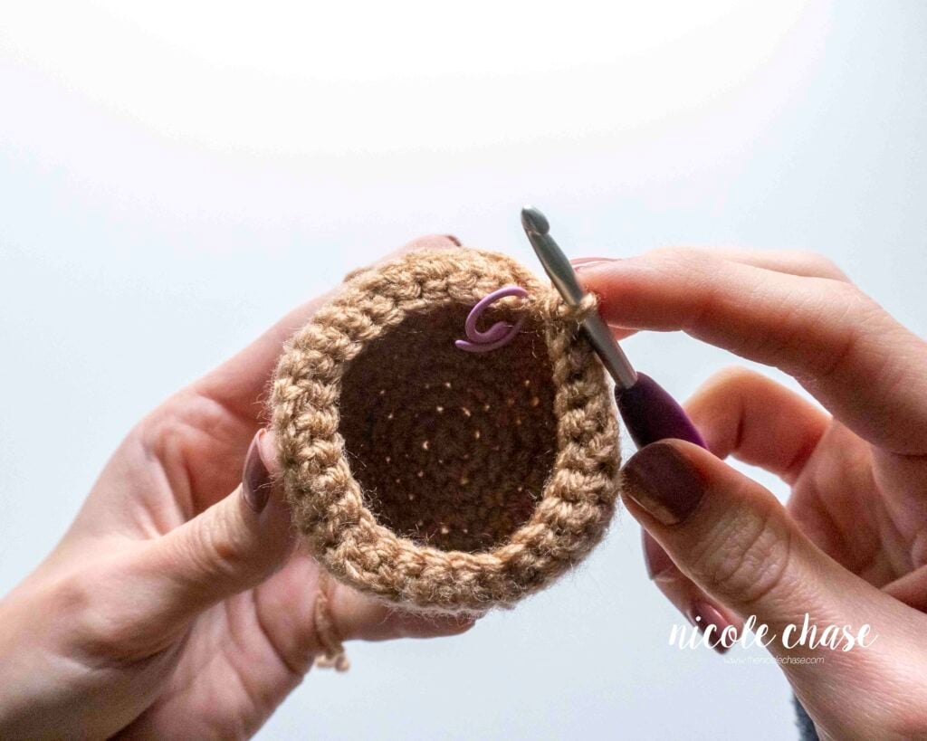 View from the top of the curling inward of the decreasing round.